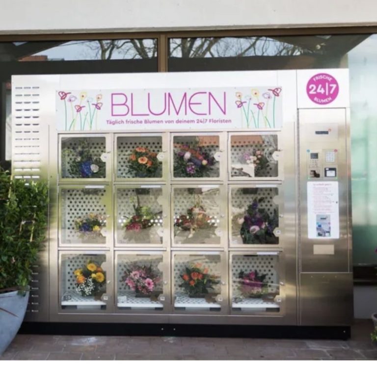 bild Rosa Logo mit der Aufschrift "Frische Blumen 24/7" in weißer Schrift.